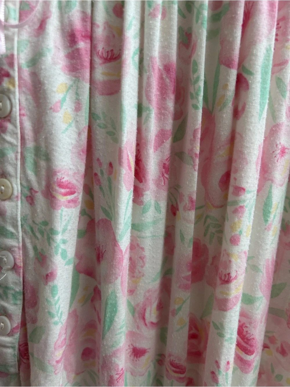 Eileen West Floral Print  Gown Size XLARGE, Pink & Green Modal Blend. READ